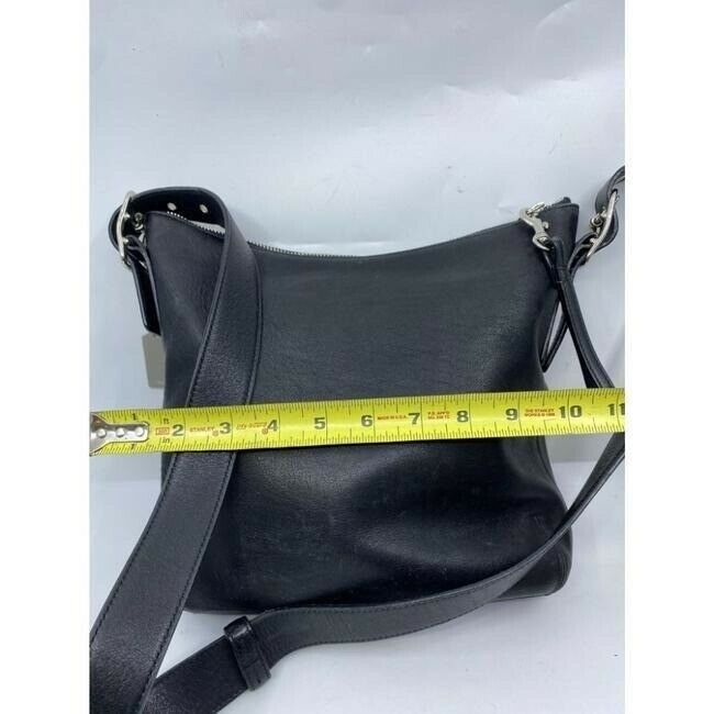 coach medium w adjustable strap black leather cross body bag