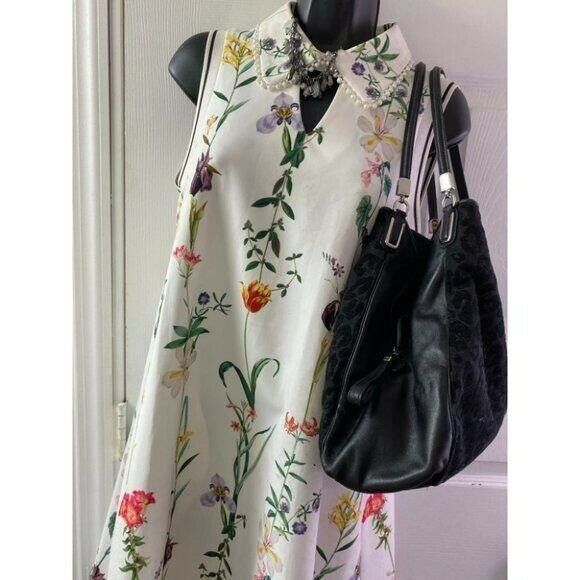 COACH Large Black Jacquard Fabric Tote Bag