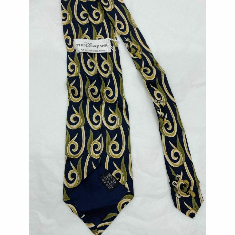 MICKEY MOUSE Disney Neck Tie Black Green Hand Made 100% Silk