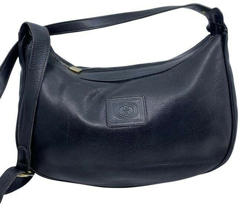 gucci vintage shoulder black leather cross body bag