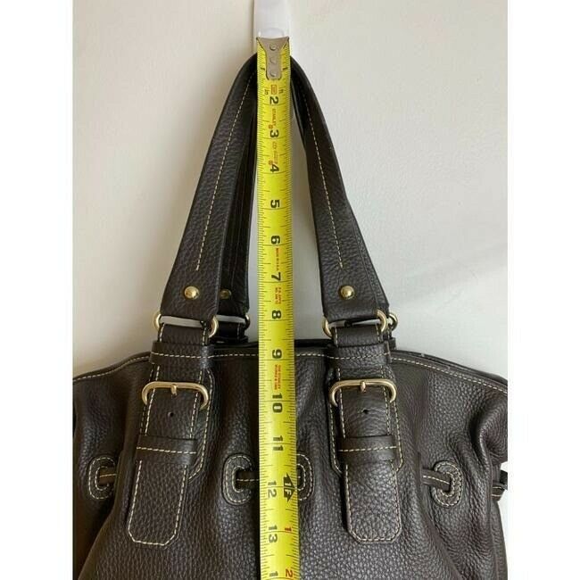 dooney and bourke large brown leather shoulder bag