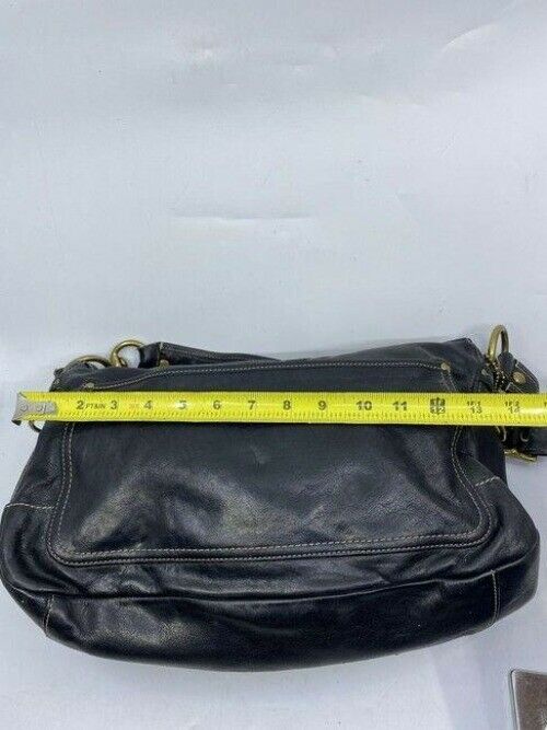 coach large black leather shoulder bag
