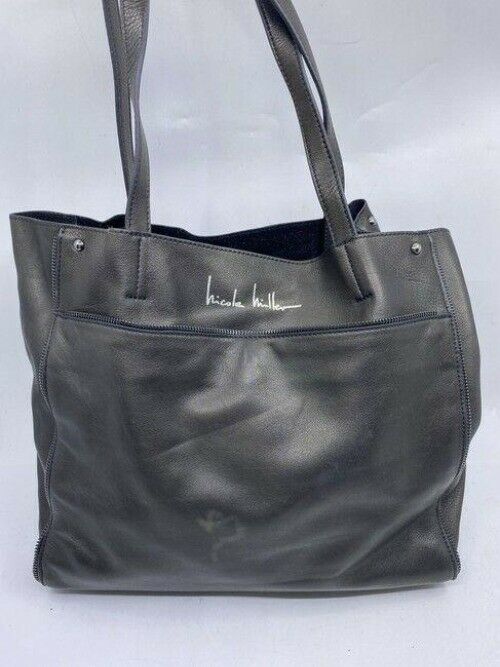 Nicole Miller Shopping Nwot Msrp Black Leather Tote