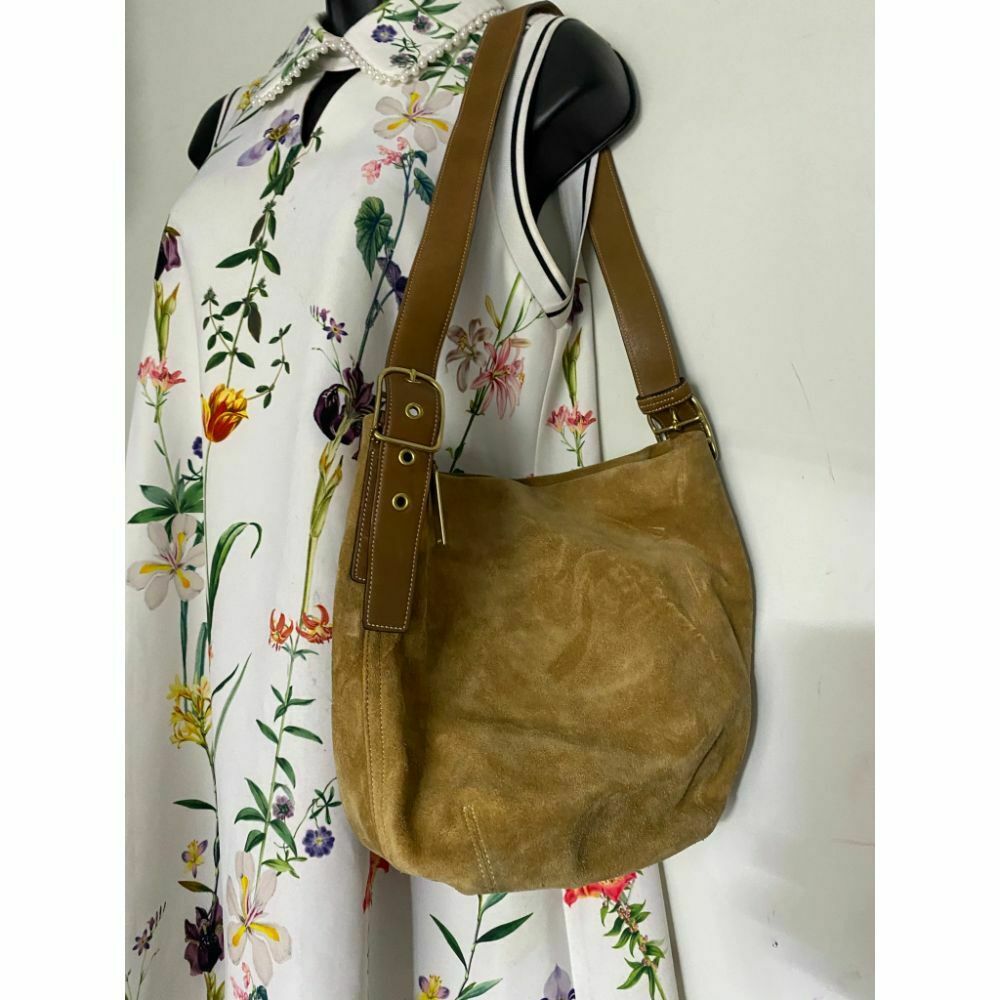 Coach Women's Brown Suede Leather Shoulder Bag