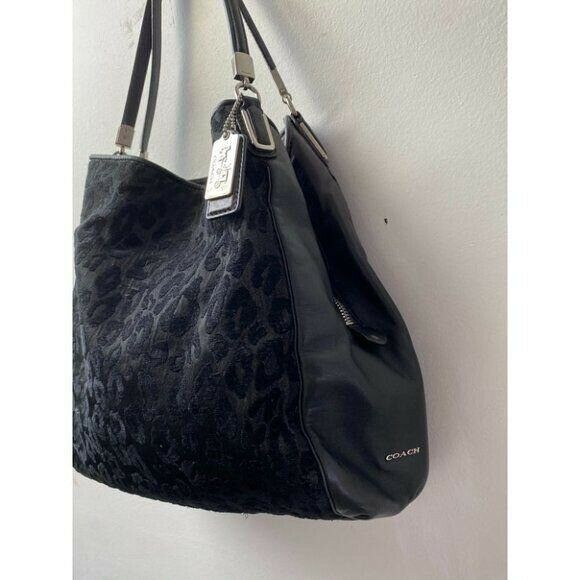 COACH Large Black Jacquard Fabric Tote Bag