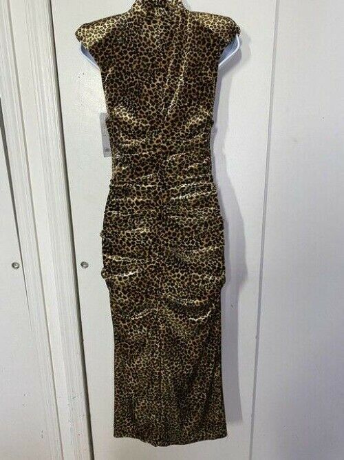 nicole miller brown yellow new animal print velvet msrp