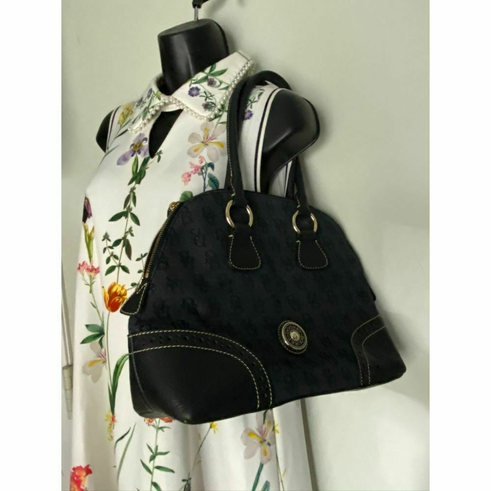 Dooney & Bourke Over Signature Fabric Size M Gray Black Shoulder Bag