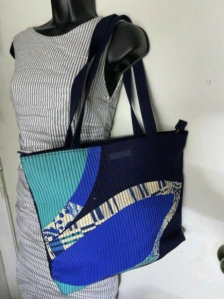 Vera Bradley Large Quilted Navy Blue White Shoulder Bag