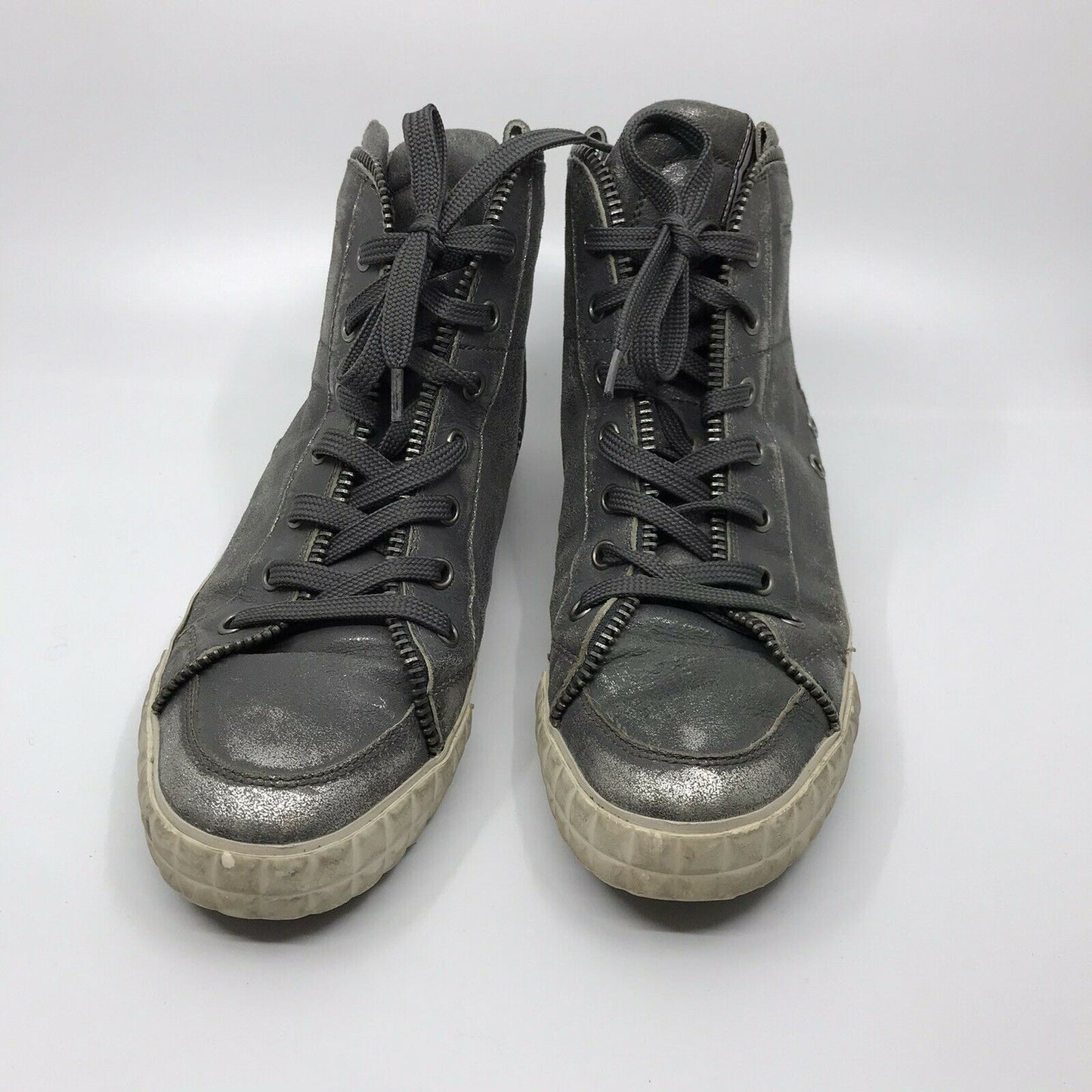 ASH Silver High Top Metallic Silver Sneakers size 10