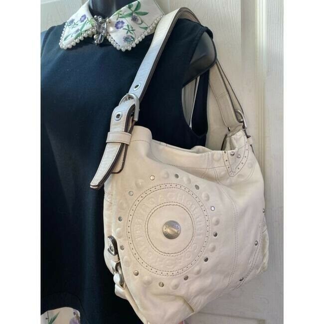 Coach Large White Leather Hobo Bag