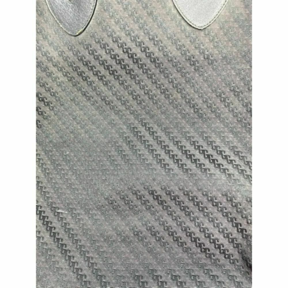 GUCCI XL Vintage Tote Bag Black Jacquard Fabric w/ Leather Trim