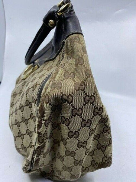 Gucci tote all over logo beige brown jacquard fabric hobo bag