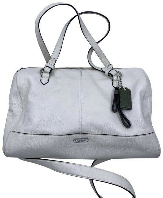 Coach w medium handbag w strap classic white leather shoulder bag