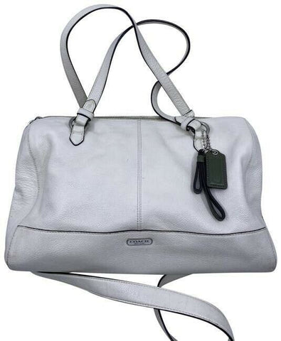 Coach w medium handbag w strap classic white leather shoulder bag