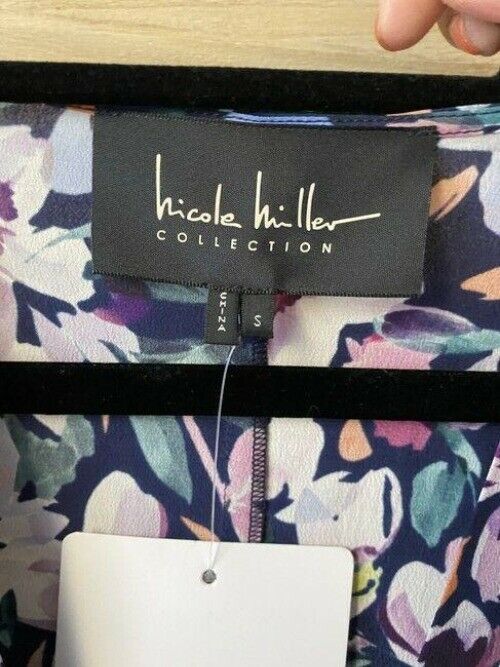 Nicole Miller White Pink Blue New Floral Mini Msrp Mid Length Short Casual Dress