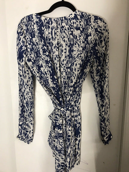 Intermix White And Blue Printed Dress Small