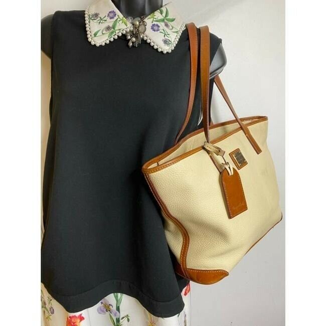 dooney and bourke bag white brown leather tote