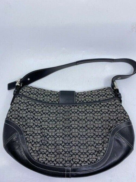 coach medium material black fabric shoulder bag