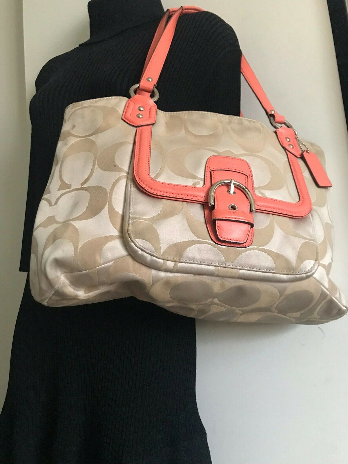 Coach Beige Interwoven Jacquard Bag