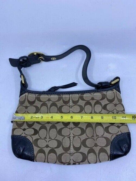 coach medium black beige fabric shoulder bag