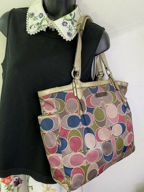 coach bag large multicolor fabric tote