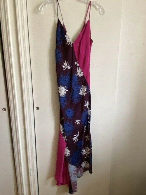 Cushnie Et Ochs Pink Brown Blue White Spaghetti Strap Silk Small Msrp