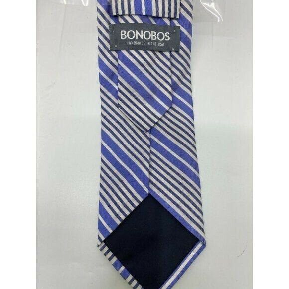New! BONOBOS Striped Blue White Premium Neck Tie