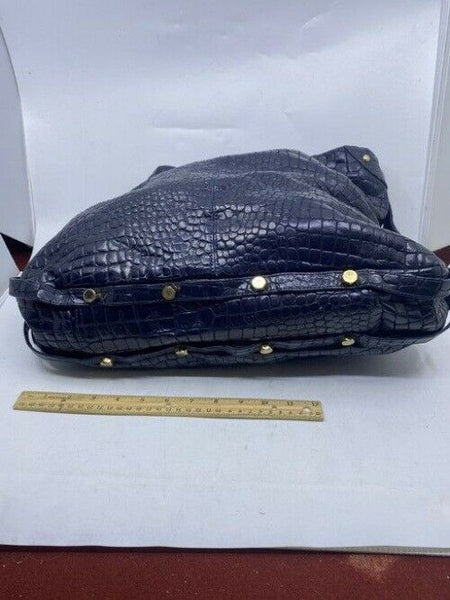Rebecca Minkoff Croc Embossed Black Leather Shoulder Bag