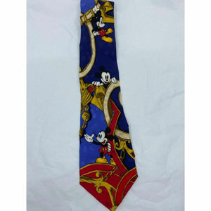 MICKEY MOUSE Disney Neck Tie Blue Red Orange Hand Made 100% Silk