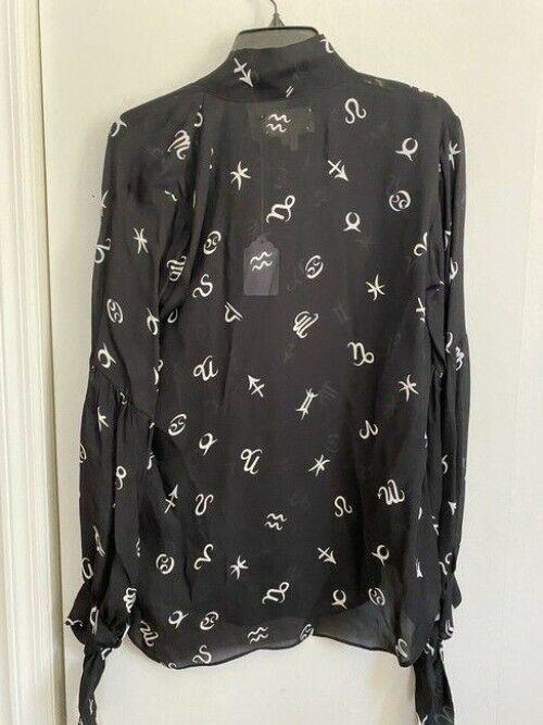 nicole miller black white zodiac sign ls small tunic