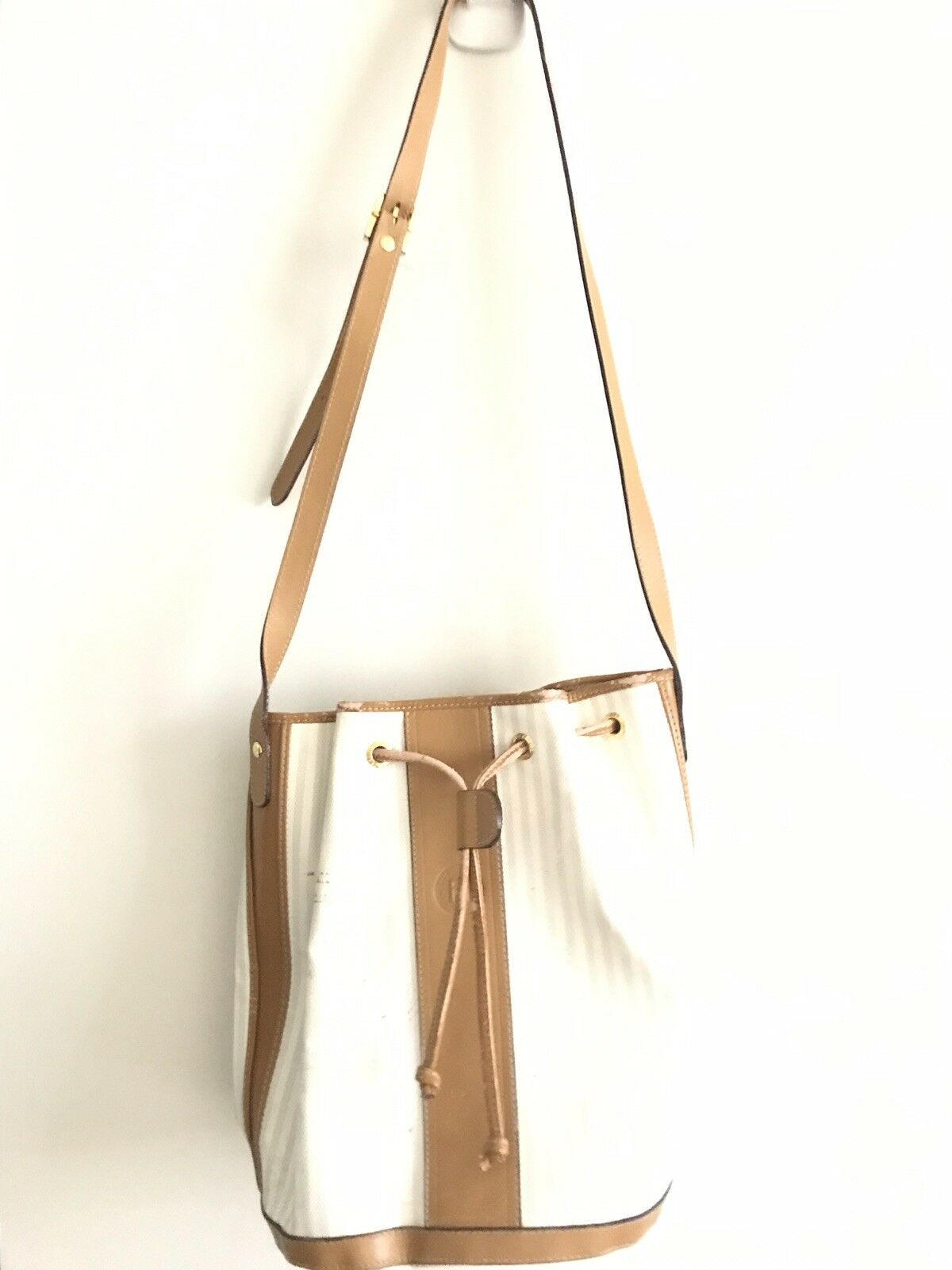 FENDI Vintage White/ Grey Bucket Bag