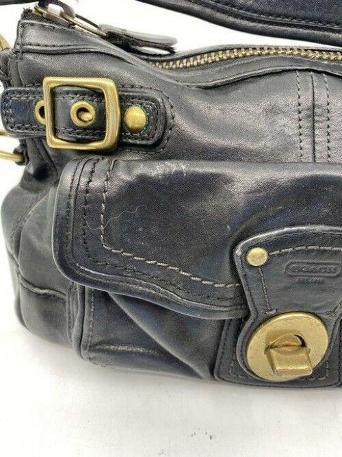 coach vintage black leather tote