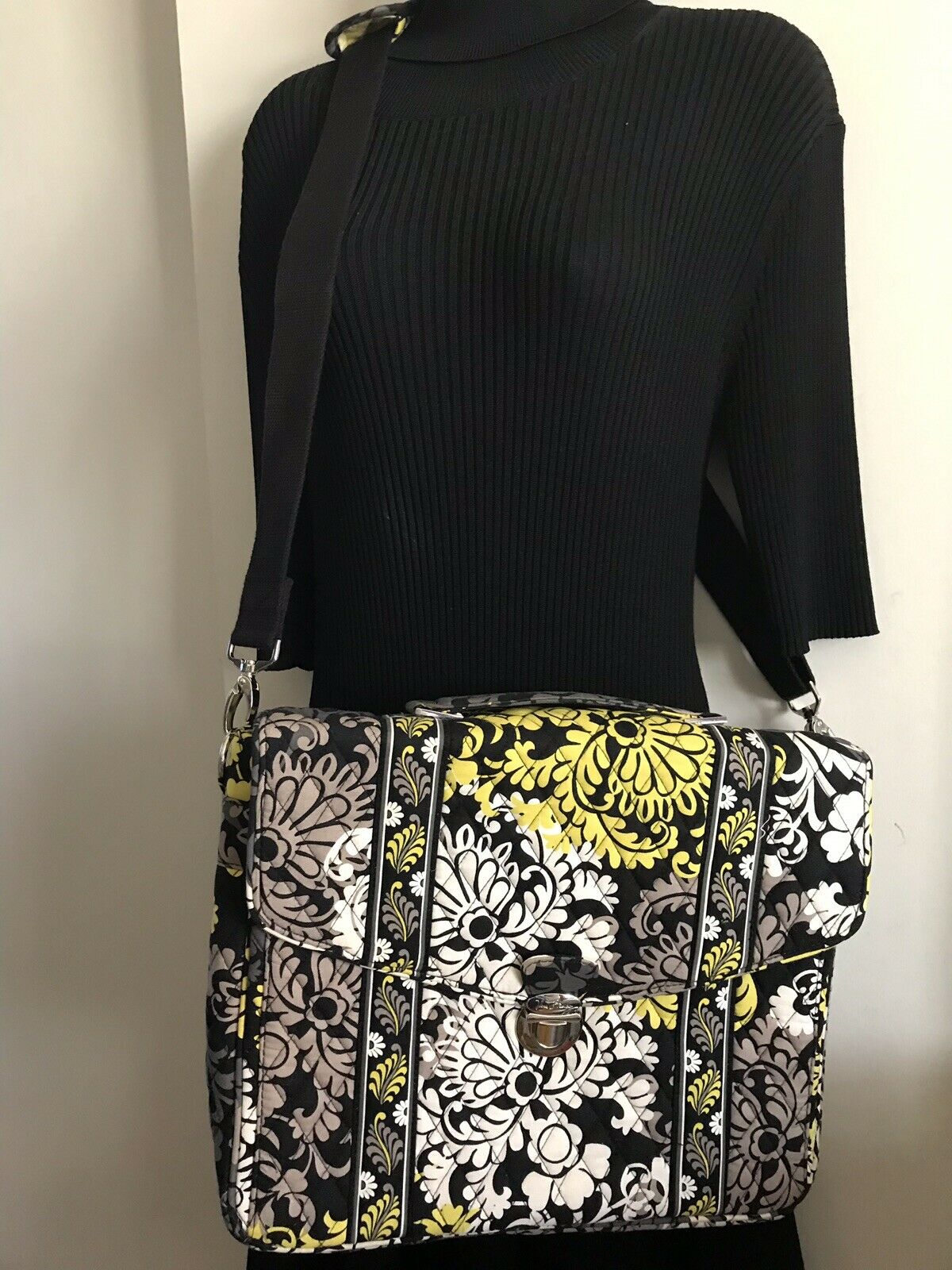 Vera Bradley Yellow/ Black Messenger/ Computer Bag