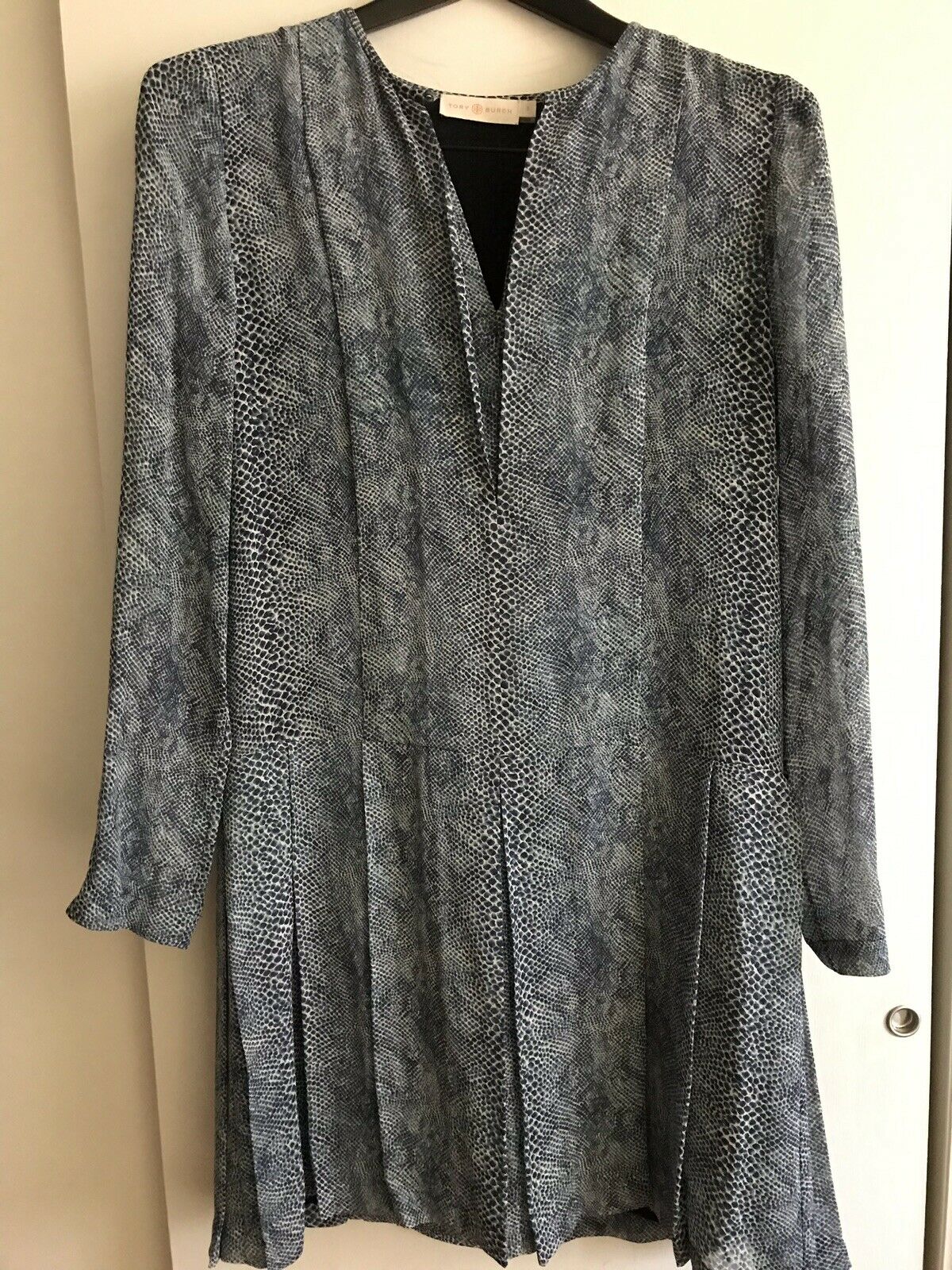 TORY BURCH Snake Print Silk LS  Dress