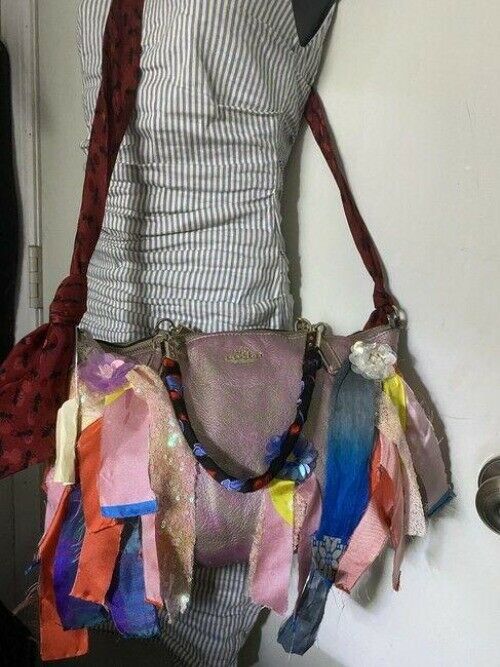 Coach shoulder bag w hand shoulder customized by me w applique purple gold tote
