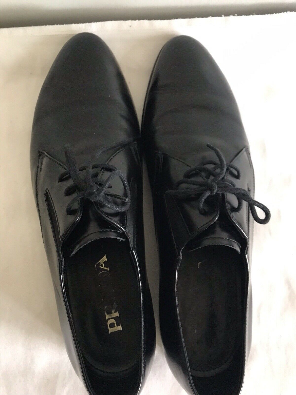Prada Black Smooth Leather Oxfords