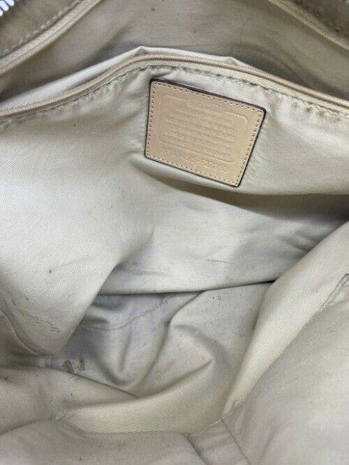 coach w w detachable specialty tie accent tan white shoulder bag