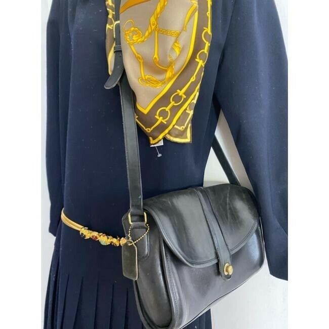 COACH Vintage Black Leather Crossbody Bag