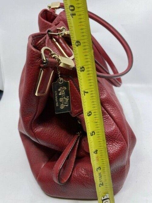 coach large red leather shoulder bag