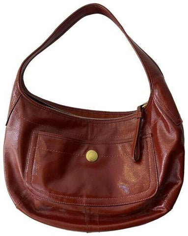 coach red patent leather shoulder bag