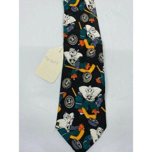 NWOT Disney Novelty Black Green Neck Tie Silk