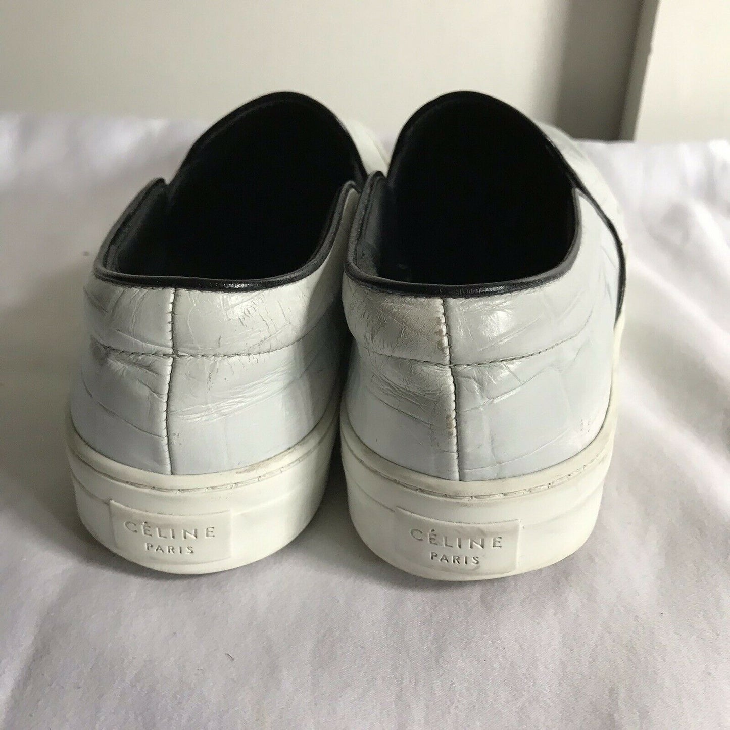 CELINE White Croc Embossed Size 9