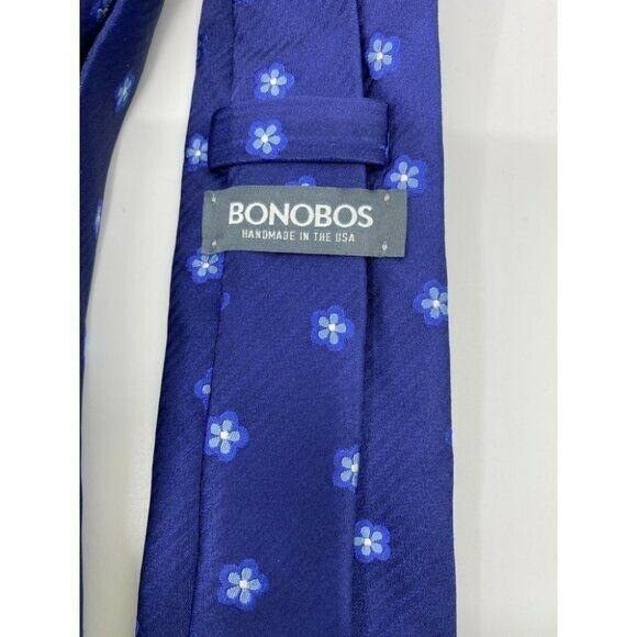 New! BONOBOS Navy Flower Premium Neck Tie Handmade
