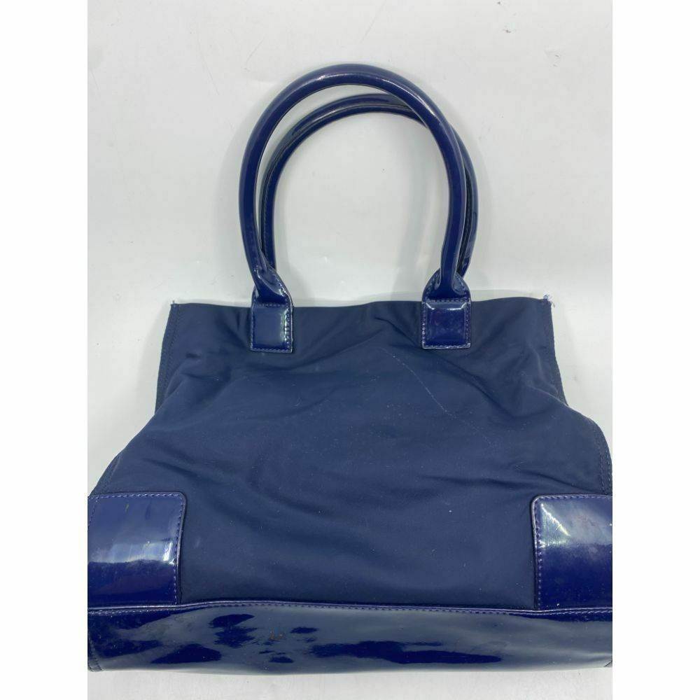 TORY BURCH Navy Nylon Medium Tote w/ Patent Logo