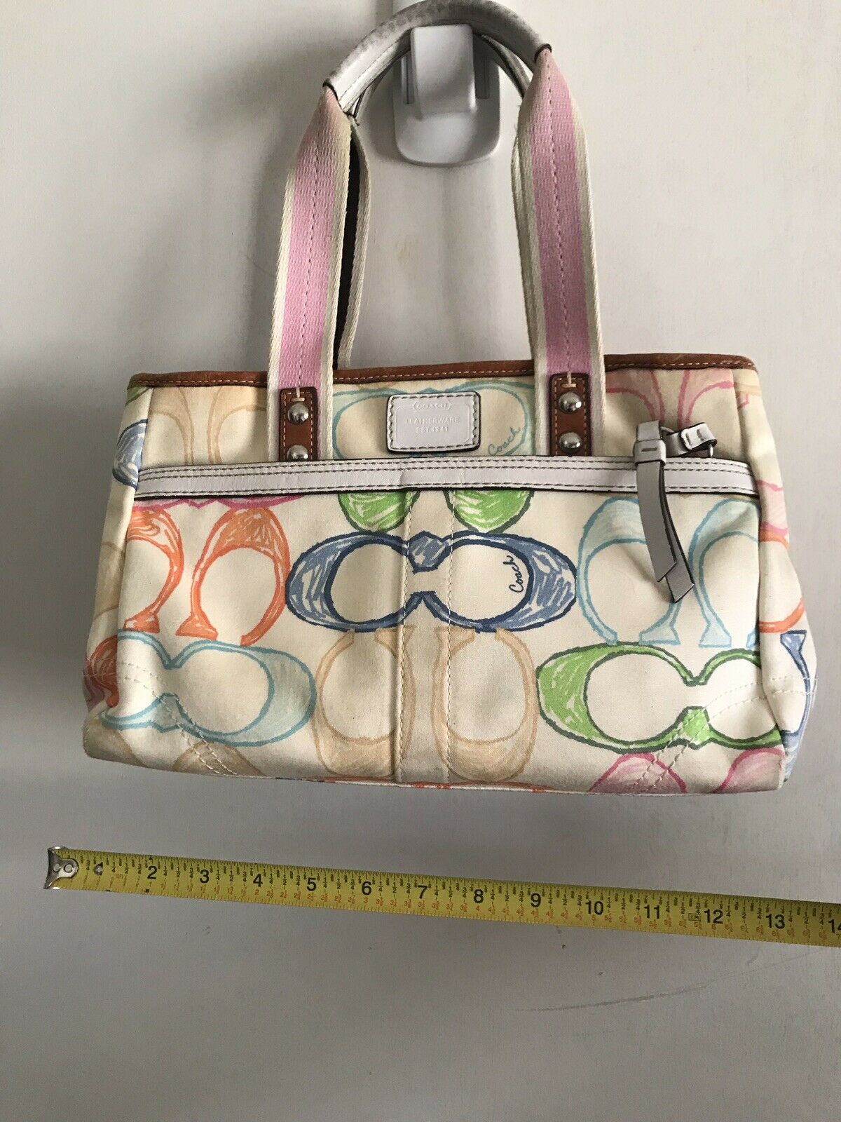 COACH Beige/multi-colored Canvas All Over Logo Handbag