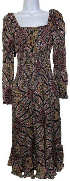 nicole miller multicolor new paisley smocking msrp long formal dress