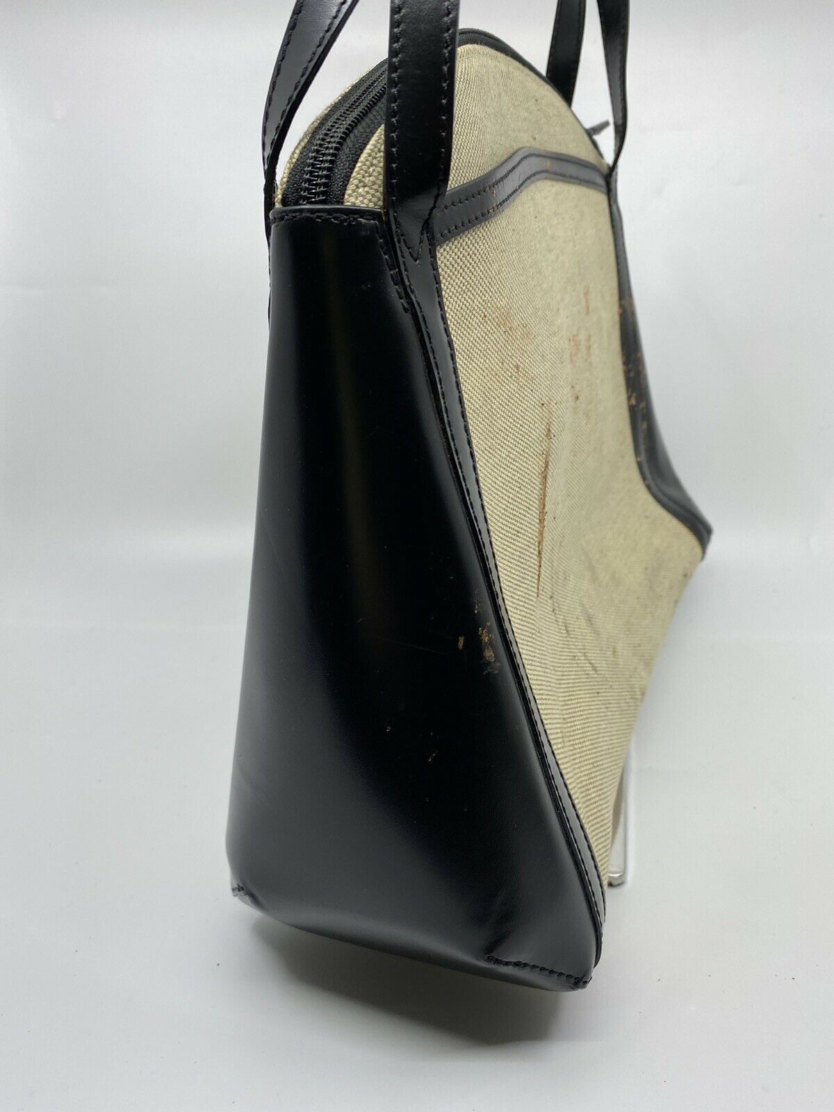 BALLY Vintage/ Khaki Canvas And Lether Handbag