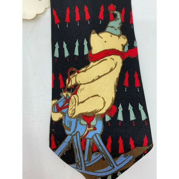 New! Winnie The Pooh Black Red Blue Christmas Theme Neck Tie Msrp 35