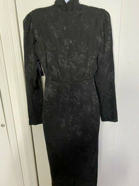 nicole miller black w new ls w slit mid length formal dress
