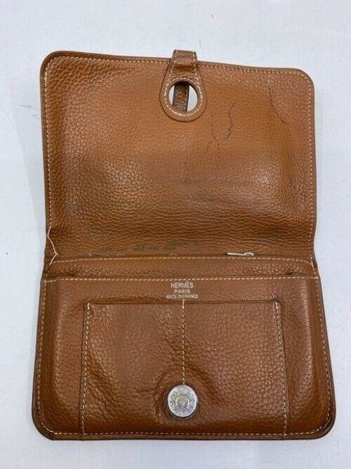 brown hermes vintage wallet